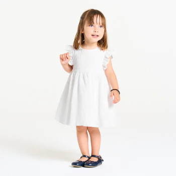 Robe chic brodée blanc bébé fille