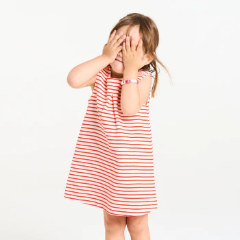 Robe sans manches rayée rouge bébé fille