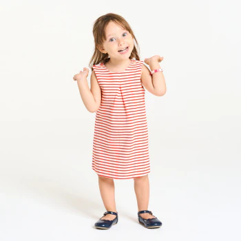 Robe sans manches rayée rouge bébé fille