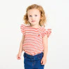 T-shirt coton gaufré rayé rouge bébé fille