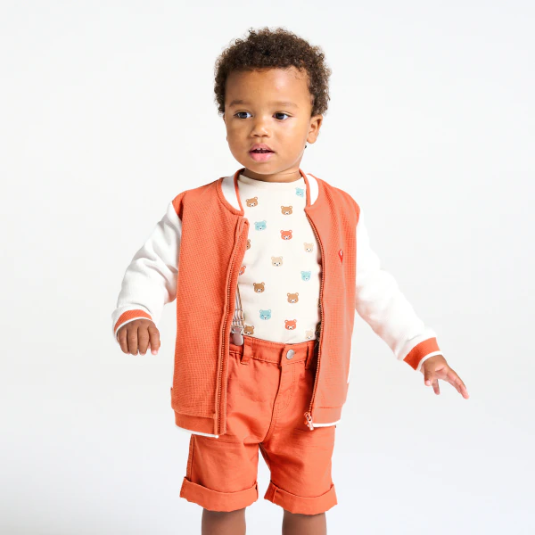 Sweat zippé teddy terracotta bébé garçon