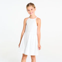 Robe chic brodée blanc Fille