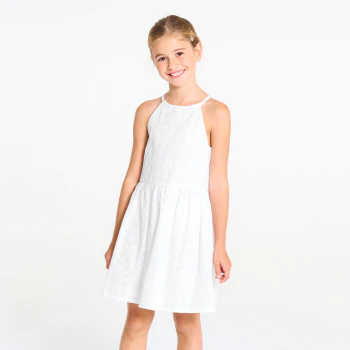 Robe chic brodée blanc Fille