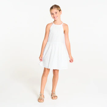 Robe chic brodée blanc Fille