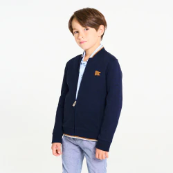 Sweat-shirt zippé façon teddy bleu garçon