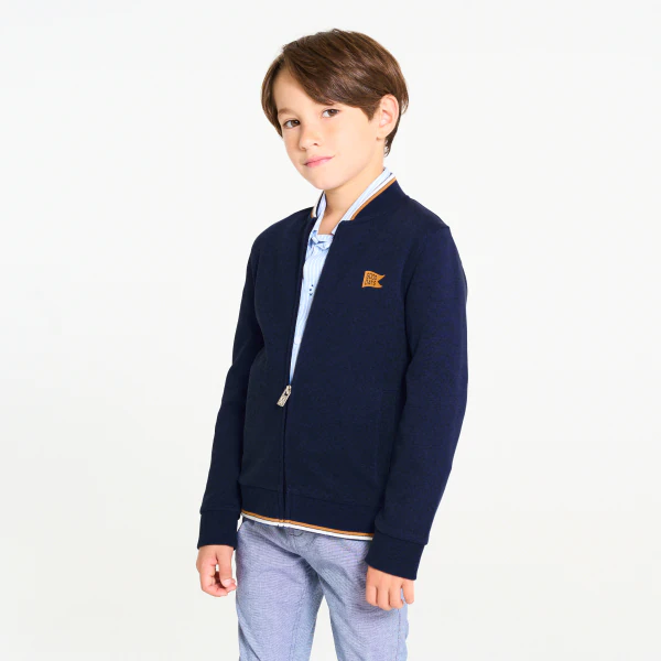 Sweat-shirt zippé façon teddy bleu garçon